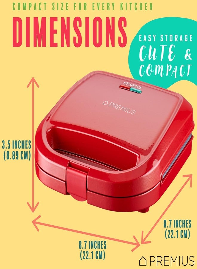 PREMIUS Ceramic NonStick Double Slice Sandwich Maker, Indicator Lights, Cool Touch Handle, Great for Grilled Cheese, French Toast, Tuna Melt, Egg & Cheese and Pancake Sandwich, Easy Clean (Red) - Image 4